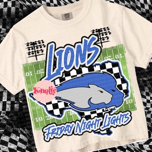 Retro Pop Friday Night Lights Mascot- LIONS - Mascots Grey Blue