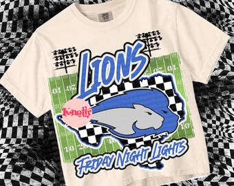 Retro Pop Friday Night Lights Mascot- LIONS - Mascots Grey Blue