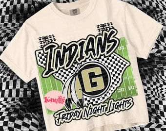 Retro Grunge -  Mascot-INDIANS FNL PNG - School Spirit - Black Gold