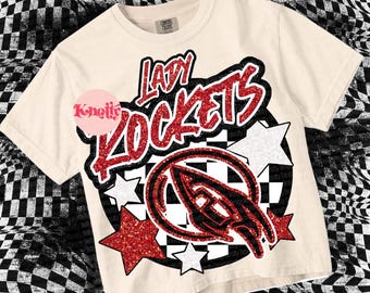 Retro Pop Glitter - Lady ROCKETS PNG - School Spirit
