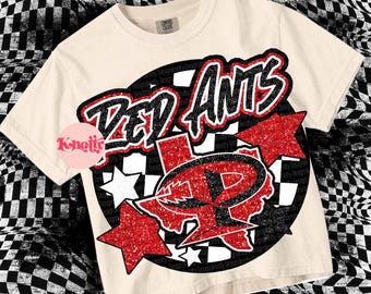 Retro Groovy Glitter Mascot-REDANTS PNG - Red, White