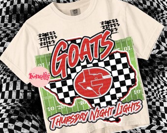 Retro Thursday Night Lights -GOATS- PNG School Spirit-Red Black