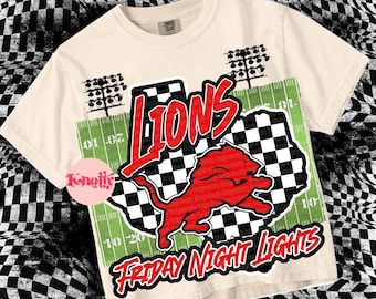 Retro Pop Friday Night Lights Mascot- LIONS - Mascots-Red Black