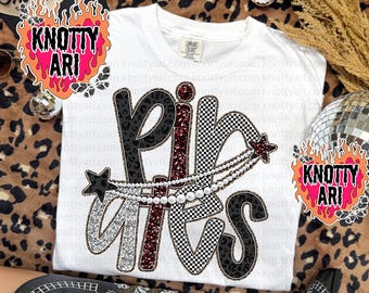 Cute Preppy Pearls PIRATE -Mascot- PNG - School Spirit- Pirates Design - Maroon Black Silver