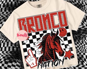 Retro Pop Mascot-Bronco Nation PNG - School Spirit-Red Black