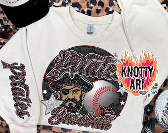 Pirates Baseball PNG | Glitter Team Design | School Spirit Sports | Sublimation Shirt Graphic | Digital Download