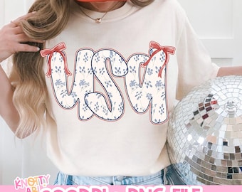CUTE Floral USA Png, Vintage America Png, 4th Of July PNG, 4th Of July Sublimation Design, America Coquette Png, Patriotic Png, Coquette