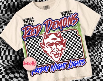 Retro Mascot- Friday Night Lights -Red Demons PNG - School Spirit-Blue Red