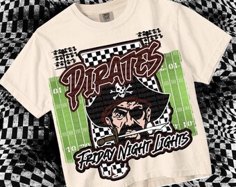 Retro Preppy Friday Night Lights PIRATES -Mascot- PNG - School Spirit-Maroon Black-Alabama
