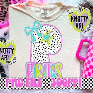 Cute NEON Dalmation PIRATES Preppy Design - PIRATES Retro Design - Pirates Ready to Print - School Spirit