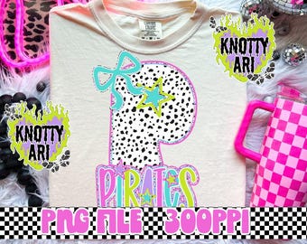 Cute NEON Dalmation PIRATES Preppy Design - PIRATES Retro Design - Pirates Ready to Print - School Spirit