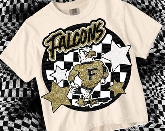Cute Preppy Glitter- PNG File - Falcons - Mascots