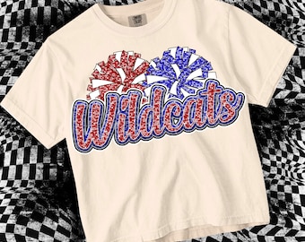 Retro Preppy Sequin Sticker Mascot-WILDCATS PNG - School Spirit