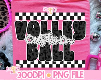 Retro Fun Custom VOLLEYBALL Team Design-PNG Design - Glitter Cheetah-Leopard - Volleyball Mom - Ready to print -dtf file- Volleyball Design