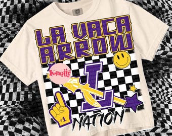 Retro Grunge -  Mascot-La Vaca PNG - School Spirit - Purple Gold