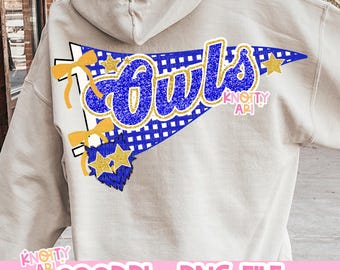 Plaid Cute Coquette OWLS Mascot- OWLS PNG - School Spirit