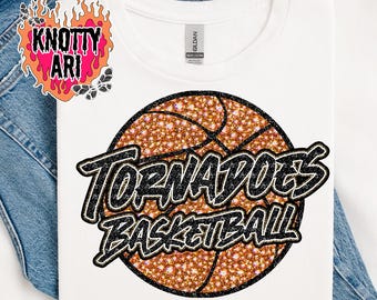 Glitter Rhinestone  Basketball  Mascot-Tornadoes PNG - School Spirit