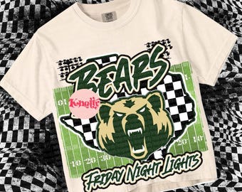 Retro Grunge -  Mascot-Bears PNG - School Spirit - Green Gold