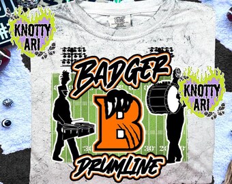 Cute Preppy Friday Night Lights- PNG File - BADGER DRUMLINE - Mascots Orange Black