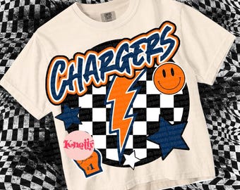 Retro Pop Mascot-Chargers PNG - Orange Navy