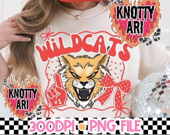 Cute Preppy Coquette Mascot-Red WILDCATS PNG - School Spirit