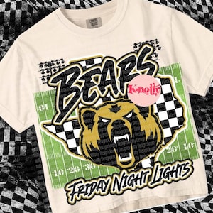 Retro Grunge -  Mascot-Bears PNG - School Spirit - Black Gold