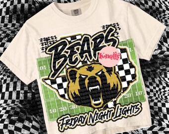 Retro Grunge -  Mascot-Bears PNG - School Spirit - Black Gold