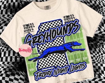 Retro Friday Night Lights Mascot- GREYHOUND png - School Spirit - Blue Silver