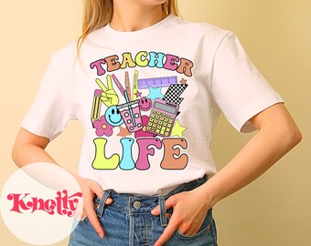 Retro Pastel- Teacher Life- Teacher Shirt PNG