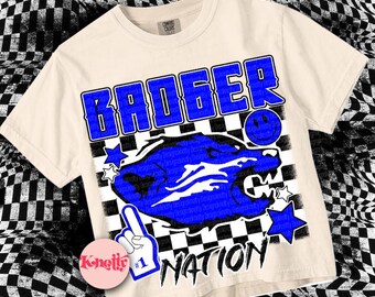 Cute Preppy Glitter- PNG File - BADGER NATION - Mascots Blue White