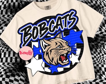Retro  - Bobcats PNG - School Spirit - Blue Black