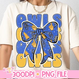 Retro Cute Coquette OWLS Repeated Mascot- OWLS PNG - School Spirit