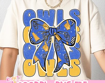 Retro Cute Coquette OWLS Repeated Mascot- OWLS PNG - School Spirit