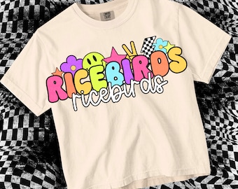 Retro Pop Colorful Preppy Sticker Mascot-RICEBIRDS PNG - School Spirit