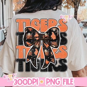 Repeated Cute Coquette TIGERS PNG - Retro Mascot -Tigers PNG - School Spirit