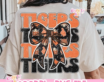 Repeated Cute Coquette TIGERS PNG - Retro Mascot -Tigers PNG - School Spirit