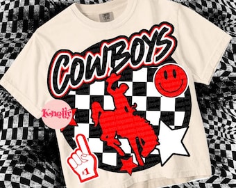 Retro Preppy - PNG File - COWBOYS - Mascots Red Black