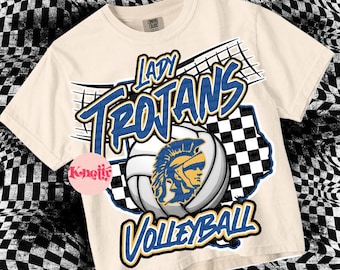 Retro -  Mascot- Trojan Volleyball PNG - School Spirit