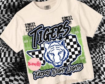 Retro Grunge - Friday Night Lights-  Mascot-Tigers PNG - School Spirit - Black and Blue