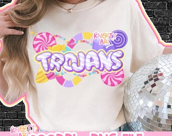 Retro Grunge -  Mascot-Trojans Candyland PNG - School Spirit