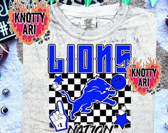 Cute Preppy- PNG File - LION NATION - Mascots-Blue Black