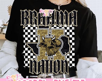 Retro Grunge Cute Preppy Glitter- PNG File - Kingsville BRAHMA NATION - Mascots