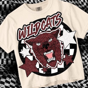 Retro Pop Glitter Mascot-WILDCAT PNG - School Spirit