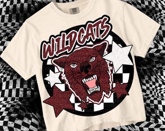 Retro Pop Glitter Mascot-WILDCAT PNG - School Spirit