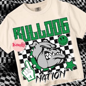 Retro Grunge -  Mascot-Bulldogs PNG - School Spirit - Green and Black