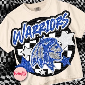 Retro Pop Mascot-Warrior PNG - School Spirit -blue