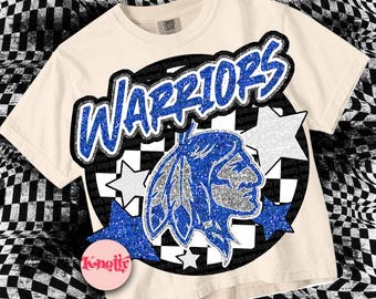 Retro Pop Mascot-Warrior PNG - School Spirit -blue