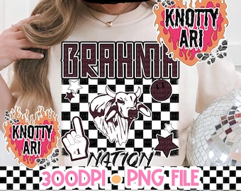Retro Grunge -  Mascot-Brahmas PNG - School Spirit -