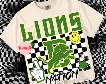 Cute Preppy- PNG File - LIONS NATION - Mascots-Green Yellow