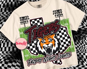 Retro Mascot- Friday Night Lights -Tigers PNG - School Spirit-Maroon Orange